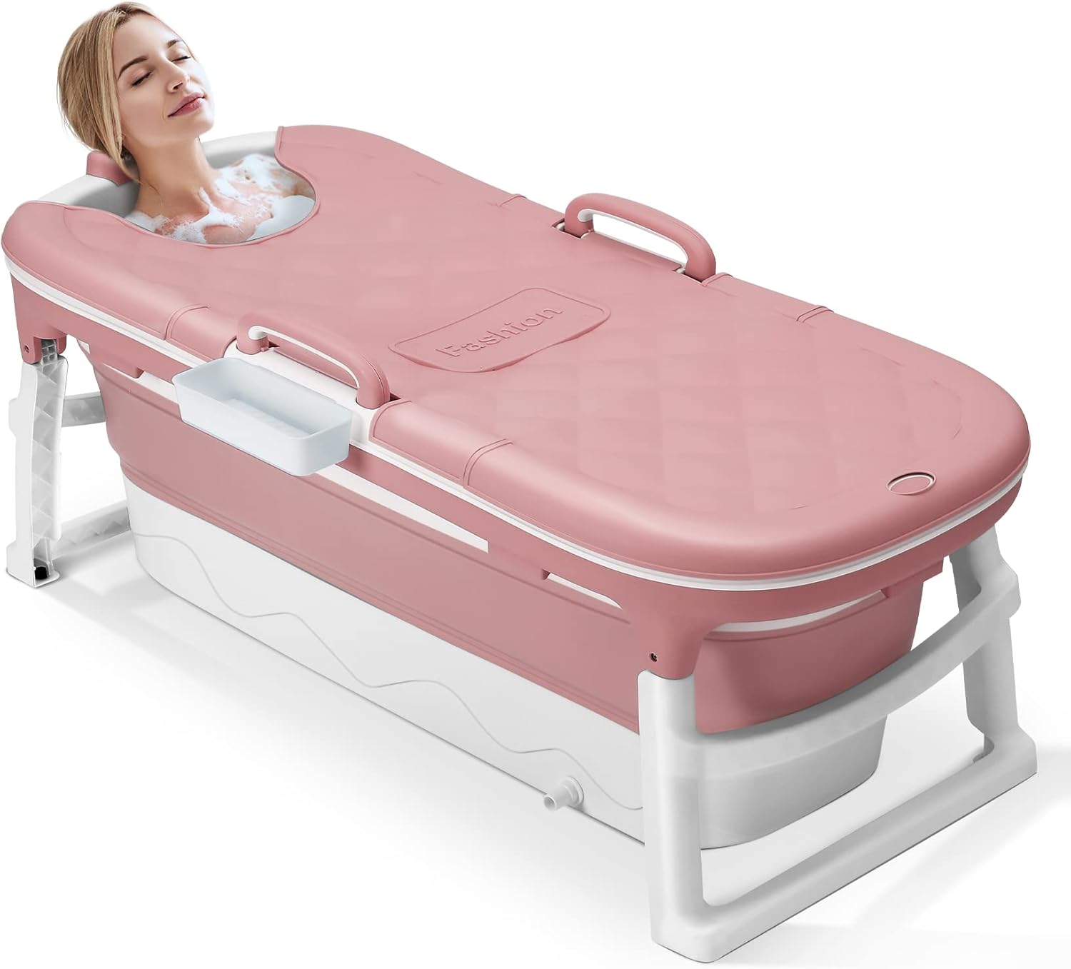 54''Large Adult Portable Bathtub Freestanding Bathtubs Ice Bath Foldable Collapsible tub Barrel Sweat Steaming Bathtub Home Sauna for Adult Foldable Shower Basin Bath with Lid