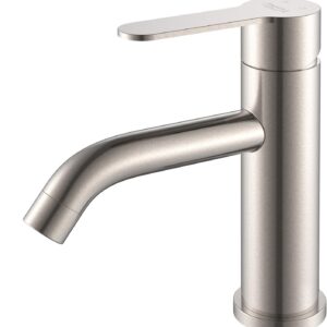 AMAZING FORCE Bathroom Faucet Brushed Nickel Bathroom Sink Faucet Single Hole Bathroom Faucet Single Handle Vanity Faucet- Sink Drain Not Included 1.2 GPM