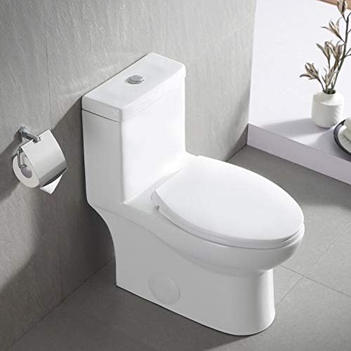 DeerValley DV-1F52816 Ally White Ceramic Standard Comfortable Seat Height Elongated Dual Flush One Piece Toilet with Soft Closing and Quick Release Toilet Seat
