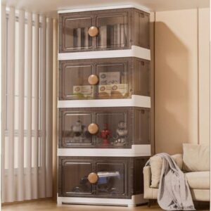 Large Stackable Plastic Storage Bins with Lids, 4 Packs 23Gal Collapsible Storage Bins Closet Organizers, Folding Storage Bins with Wheels, Pantry Organization and Storage for Kitchen and Bathroom Organizing(XL)