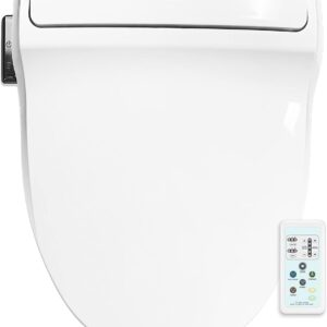 SmartBidet SB-1000 Electric Bidet Seat for Round Toilets with Remote Control- Electronic Heated Toilet Seat with Warm Air Dryer and Temperature Controlled Wash Functions (White) Made in Korea