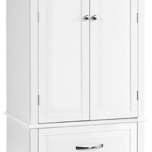 Tangkula 62" H Kitchen Pantry Cupboard, Freestanding Storage Linen Cabinet w\/Adjustable Shelves & 2 Large Drawers, Tall Floor Cabinet Home Storage Organizer for Living Room Kitchen Bathroom (White)