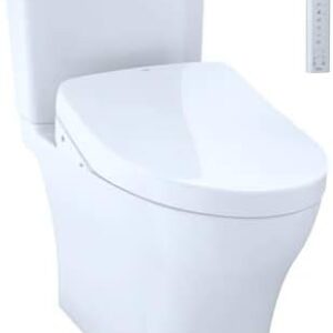 TOTO MW4463056CEMG#01 WASHLET+ Aquia IV Two-Piece Elongated Dual Flush 1.28 and 0.8 GPF Toiletwith S550e Electric Bidet Seat, Cotton White